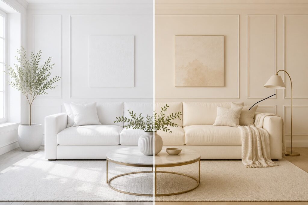 Белый и айвори Сравнение белого цвета и айвори